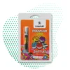 Image d'une cartouche de vape CBD Canapuff Zkittlez Premium 0.5ml avec 95% de CBD, dans son emballage blister orange vif décoré de personnages souriants et de champignons, prête à l'emploi.