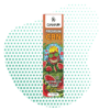 Boîte de vape CBN Watermelon Zkittles Premium Sativa 1ml de cannalegal.fr, avec un design psychédélique de pastèque souriante et feuilles.