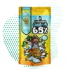 Sachet de fleur CB9-9 65% 'Caribbean Breeze' de cannalegal.fr, avec illustration de pirate et fruits tropicaux, format 1g.