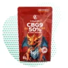 Sachet rouge cannalegal.fr CBG9 50% Blood Orange avec illustration de dragon, affichant 1g et x10 force. Produit pour adultes.