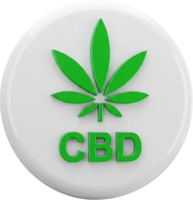 Découvrez nos produits au CBD, pour la relaxation et le bien-être. Badge iconique pour le CBD légal