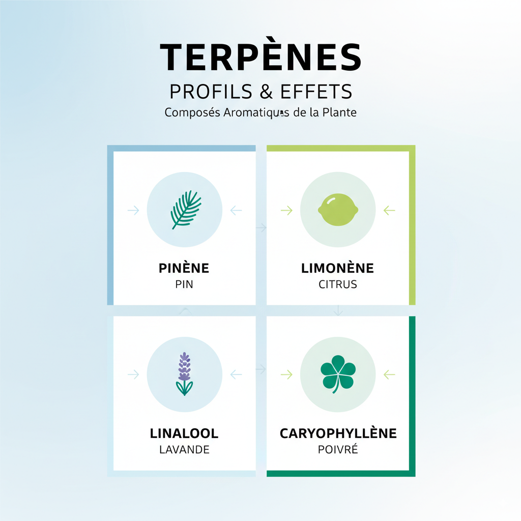 Illustration des différentes saveurs et arômes des terpènes