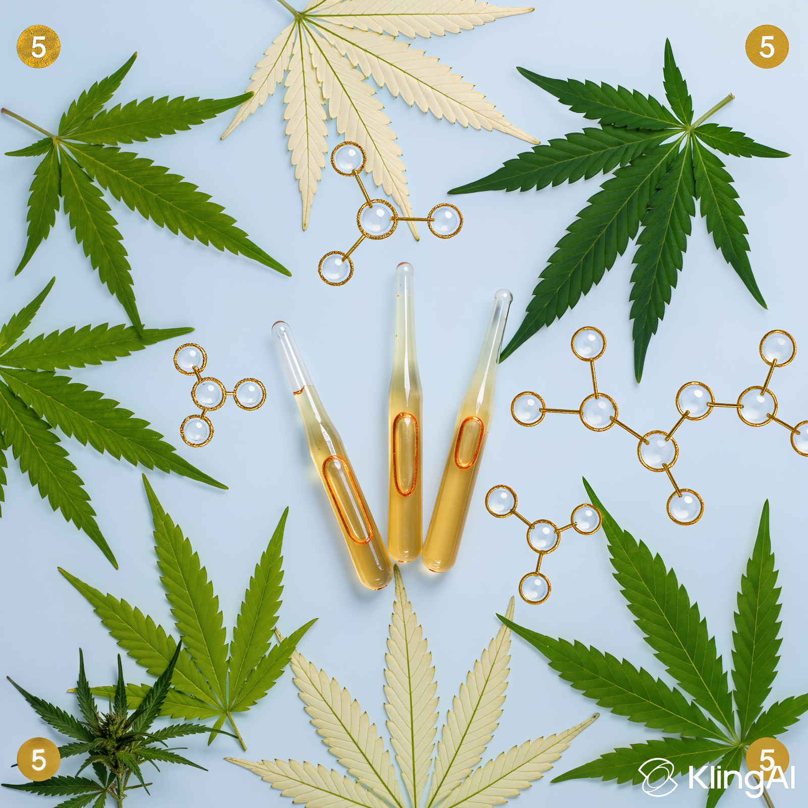 Feuilles de chanvre et flacons d'huile CBD cannalegal.fr avec structures moléculaires, symbolisant la pureté et l'extraction naturelle des composés actifs.
