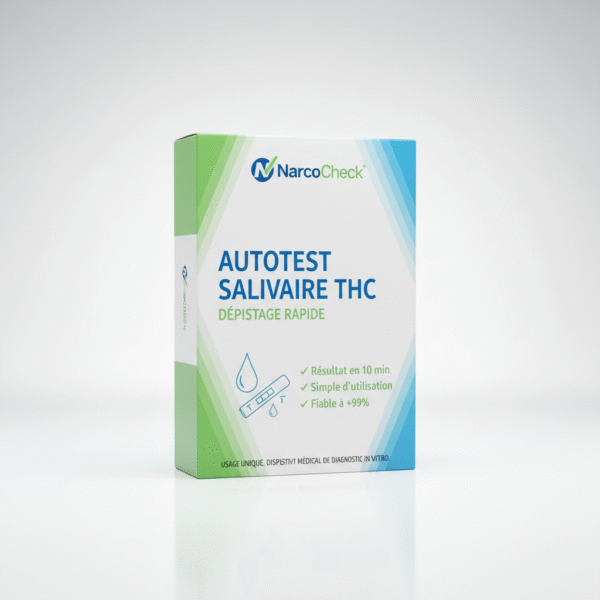 Boîte de l'autotest salivaire THC NarcoCheck pour la prévention routière, disponible sur CannaLegal.
