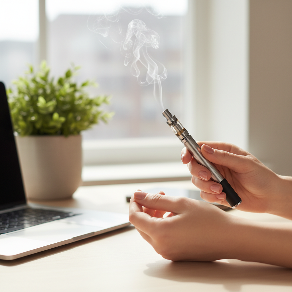 Utilisation d'un vaporisateur puff de CBD pour la gestion du stress pendant la transition pour arrêter le THC.