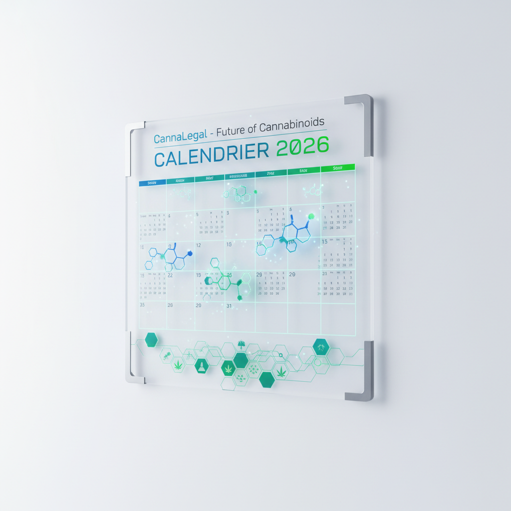 Illustration futuriste des innovations de CannaLegal pour l'année 2026.