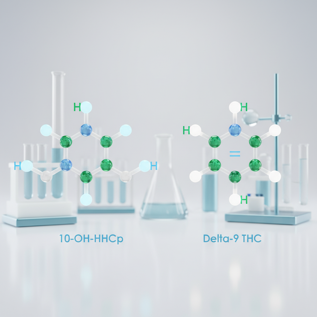 Illustration des structures moléculaires du 10-OH-HHCp et du THC