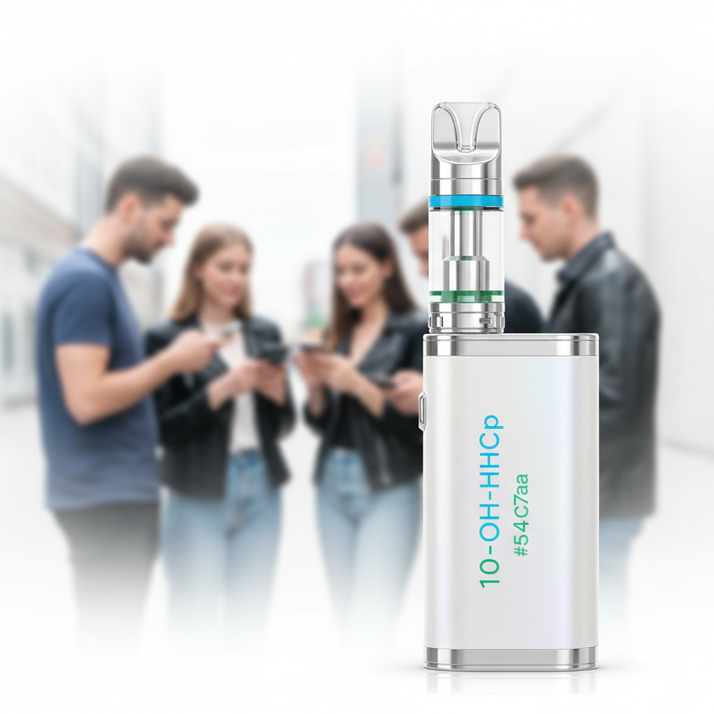 Vape de 10-OH-HHCp et consommateurs discutant